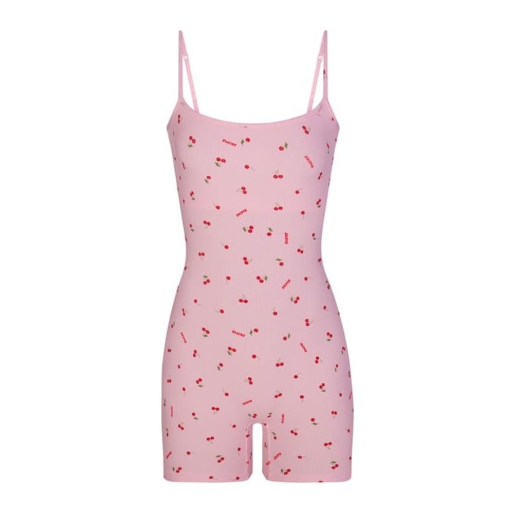 skims soft lounge scoop onesie in cherry blossom print
